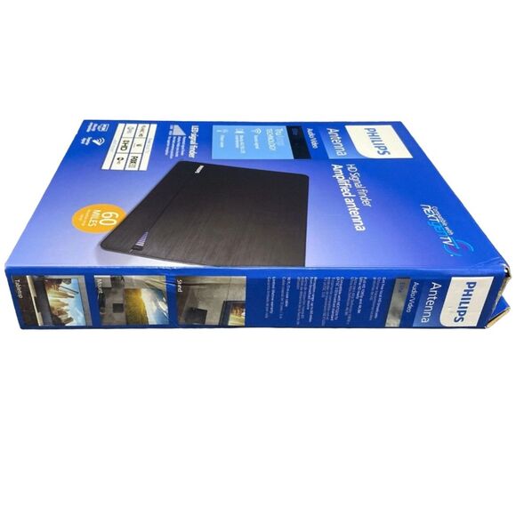 Philips Elite TV Antenna Amplified Indoor Signal Finder 10ft Coax Black NEW - Picture 4 of 4